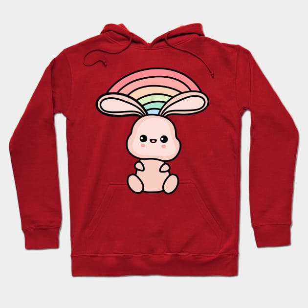 Kawaii rainbow bunny Hoodie by Furpo Design